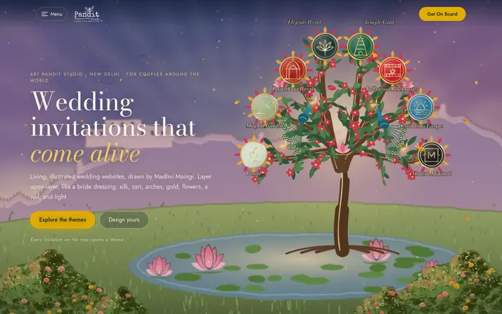 Homepage of Wedding Studio on a desktop screen